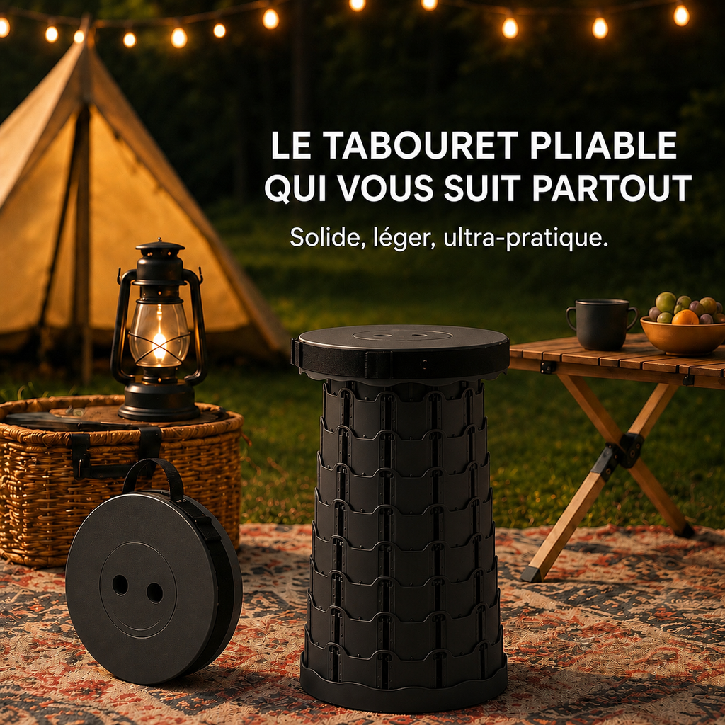 Tabouret téléscopique pliable et portable