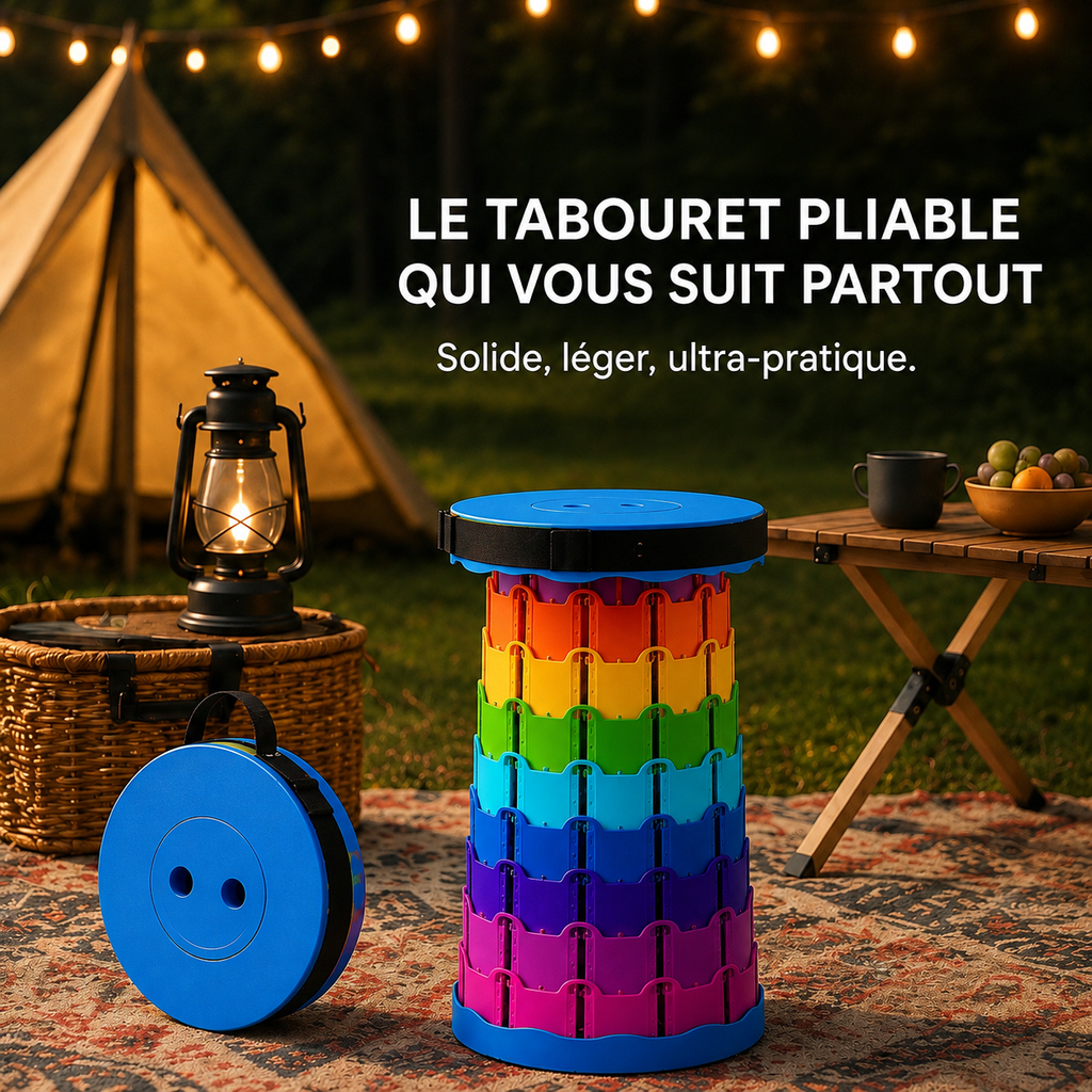 Tabouret téléscopique pliable et portable