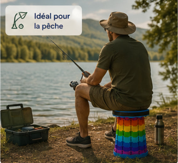 Tabouret téléscopique pliable et portable